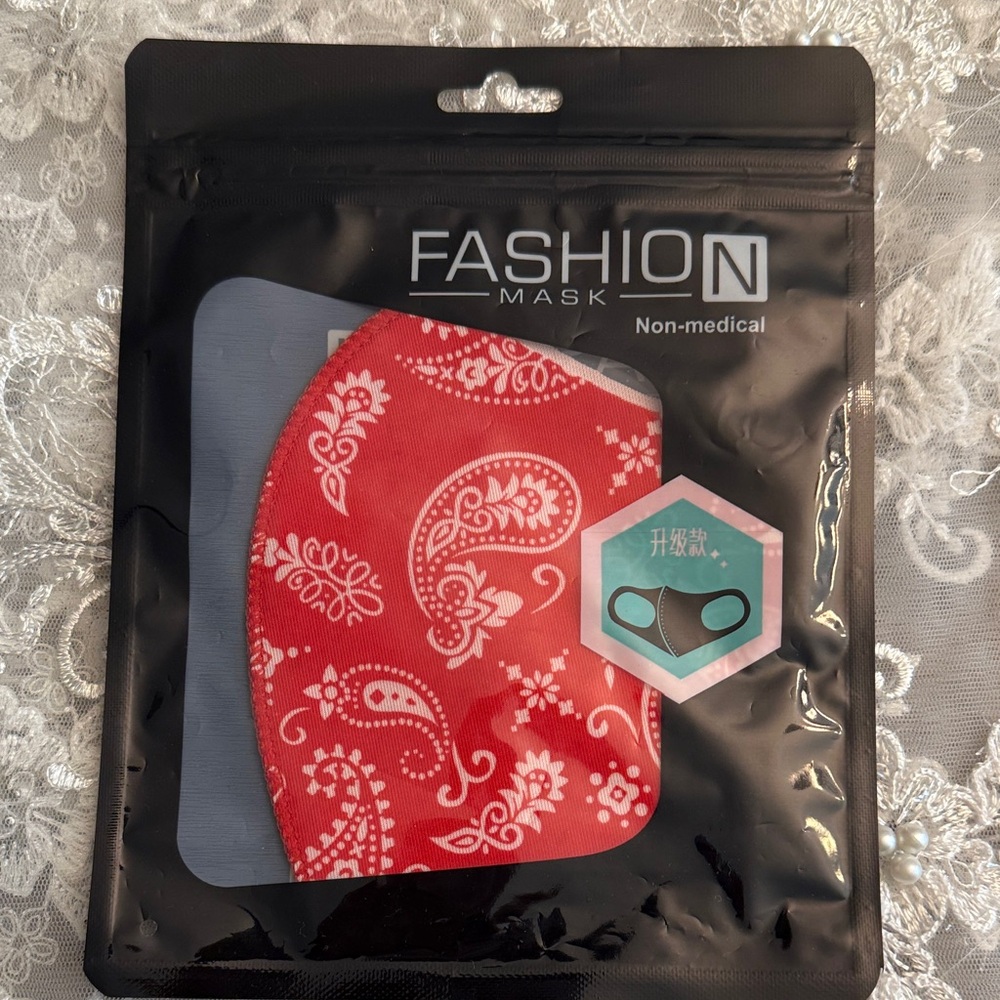 Adult Red Paisley Face Mask